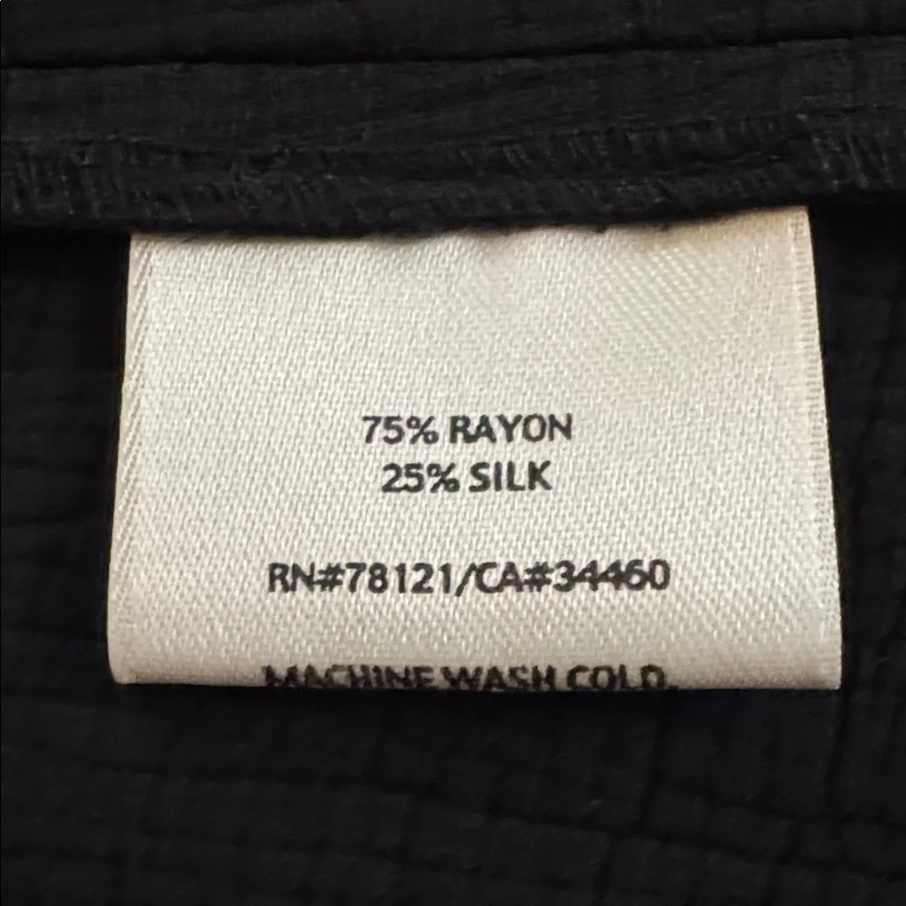 Eileen Fisher Crepe Stand Collar Open Jacket Silk Blend Magnetic Black